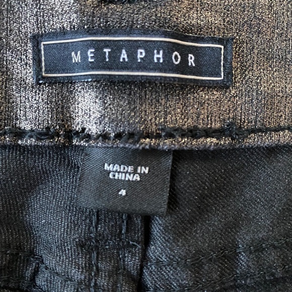 METAPHOR BLACK METALLIC SKINNY JEANS 4 - Picture 5 of 9